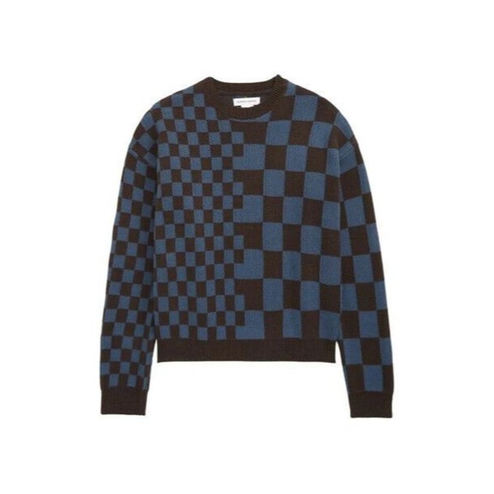 NWT MELROSE AND MARKET  Long Sleeve Sweater In Blue Calm Mixed Check sz L 10-12